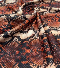 2 Metres Rust Snake Print Spun Poly Stretch Fabric