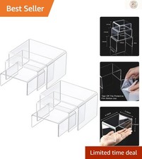 Versatile Acrylic Display Risers - 2 Sets with 3 Sizes Each, No Assembly Needed
