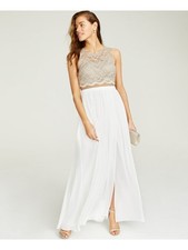 CITY STUDIO Womens Sleeveless Halter Full-Length Prom Fit Flare Dress