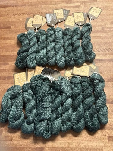 Lot Of 16 Araucania Rehue 1 Solid  Alpaca/Silk Green Yarn Hanks Rare HTF - product listing photo