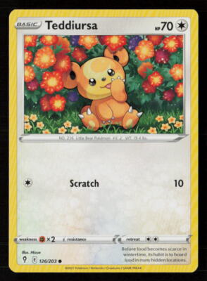 Teddiursa SWSH07: Evolving Skies #126/203 Common Pokemon Card