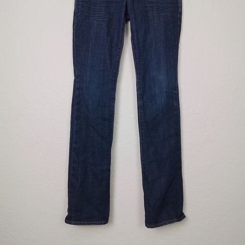 Express Womens Jeans Sz 6 Tall Blue Barely Boot Low Rise Straight Leg Slim Fit - Picture 3 of 13
