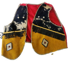 Vintage Child WESTERN Leather Suede Cowboy Costume VEST