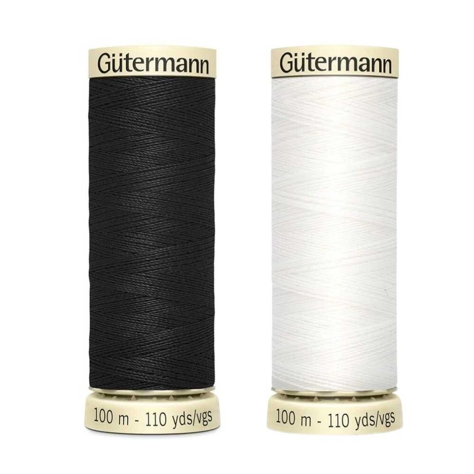 Gutermann Sew All Sewing Thread 100m 100% Polyester Black and white thread