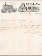 1892 H. A. Wolf & Son Pittsburgh PA Distillery Whiskey Letterhead + Cover BH3-59