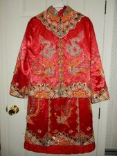 Vintage Heavily Beaded Sequin Chinese Jacket  Skirt Set
