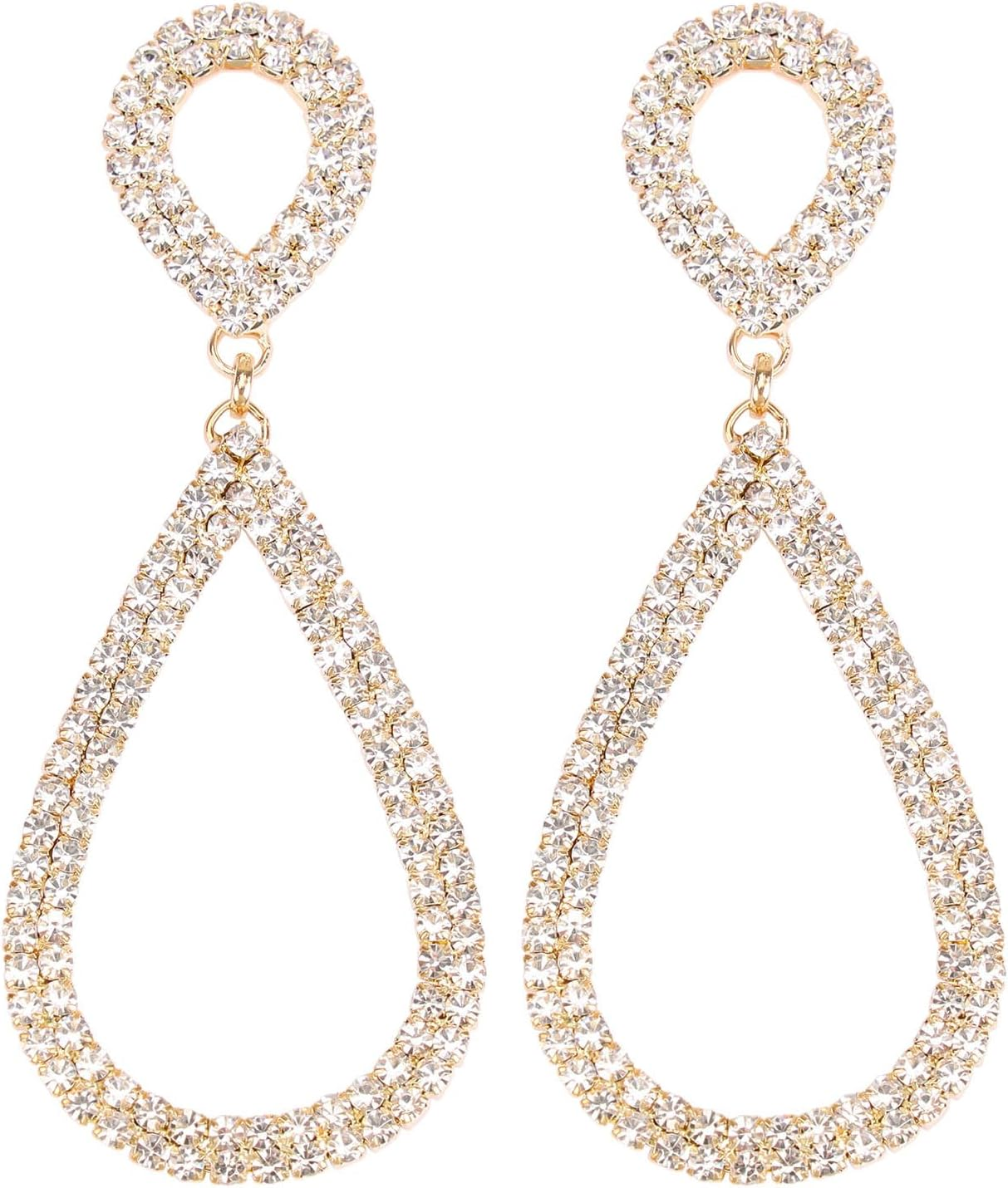 Sparkly Rhinestone Teardrop Dangle Earrings for Weddings and Events