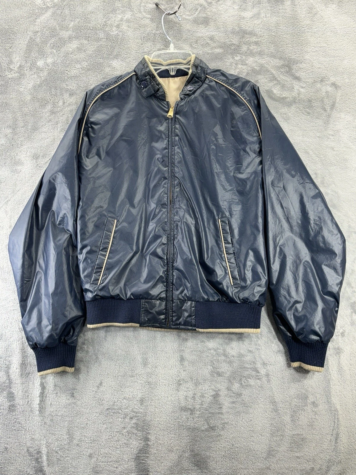 VTG Classic Directions Reversible Large Nylon Bomber Varsity Jacket Coach Sports