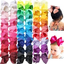 30 Pcs 6" Hair Bows Grosgrain Ribbon Toddler Hair Accessories w/ Alligator Clips