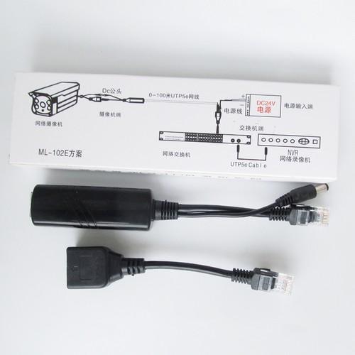 10 pairs Power Over Ethernet 100M Passive PoE Separator Adapter Injector + Cable - Picture 2 of 7