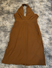 Worthington Maxi Dress Women Size XXL Rich Mustard Deep V Neck Sleeveless