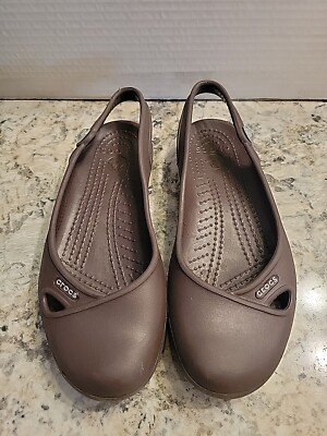 Crocs Women's Brown Olivia Mary Janes Sandals Size 4 Ballerina Ladies Flats  | eBay