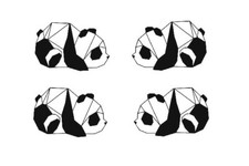 SHIP FROM NY - Wrist Size Temporary Tattoo - Set of 4 Panda  approx. 1.2" each 