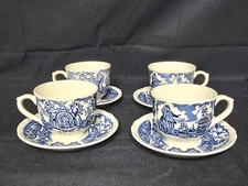 Alfred Meakin Fair Winds Blue Cups & Saucers Set of 4