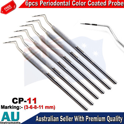 6pcs Periodontal Examination Probes CP 11 Color coated Measuring Perio Probe Lab