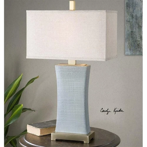 Uttermost Cantarana Ceramic Metal and Fabric Table Lamp in Blue Gray/Beige - Picture 1 of 3