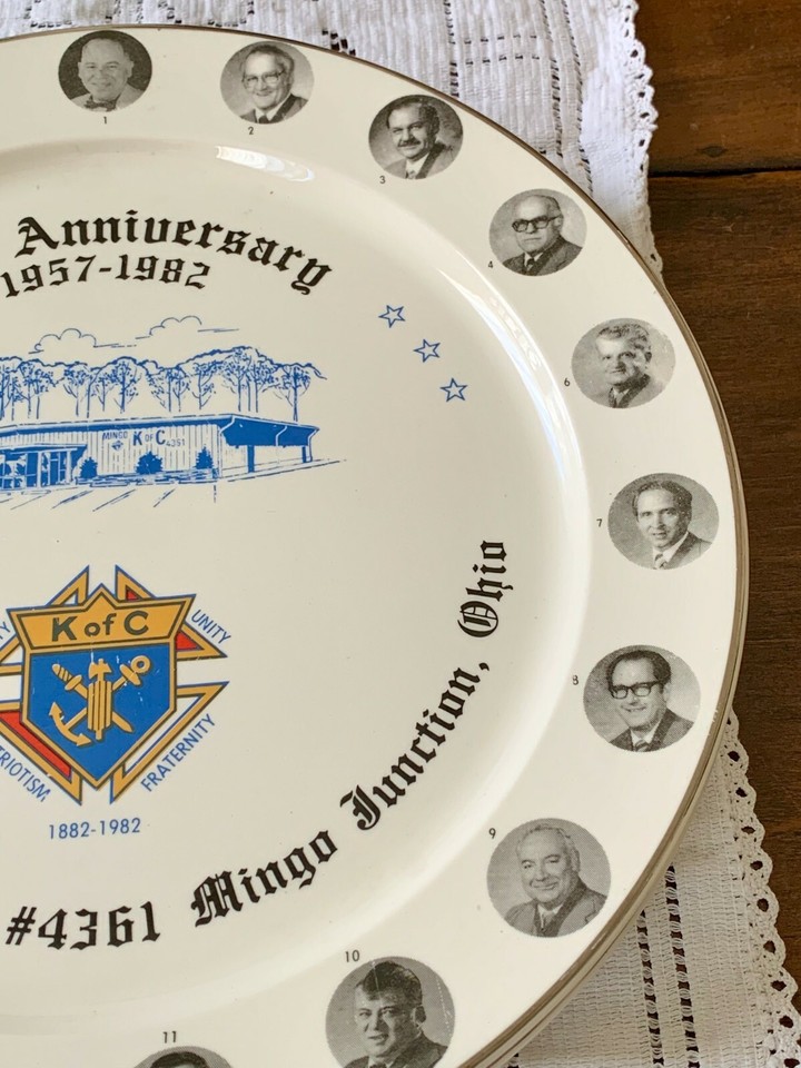 Vintage Pair KNIGHTS OF COLUMBUS 25th Anniv. Plates 1982 Mingo