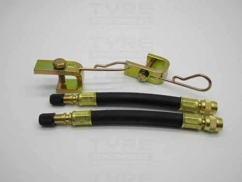 2 x 140mm Flexible Rubber Tyre Valve Extensions With 2 x Clamps Truck Bus Agri
