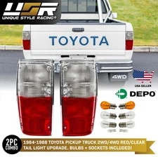 DEPO Red & Clear Tail Lights Fit For 1984-1988 Toyota Pickup Truck 2WD 4WD