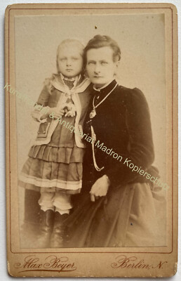 orig. CDV photo photograph around 1880 Berlin mother child girl Max Beyer
