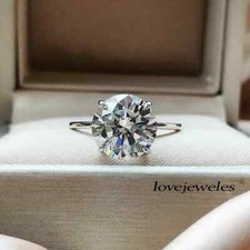 Lab-Created 3CT Round Cut Solitaire Diamond Engagement Ring 14K White Gold Over