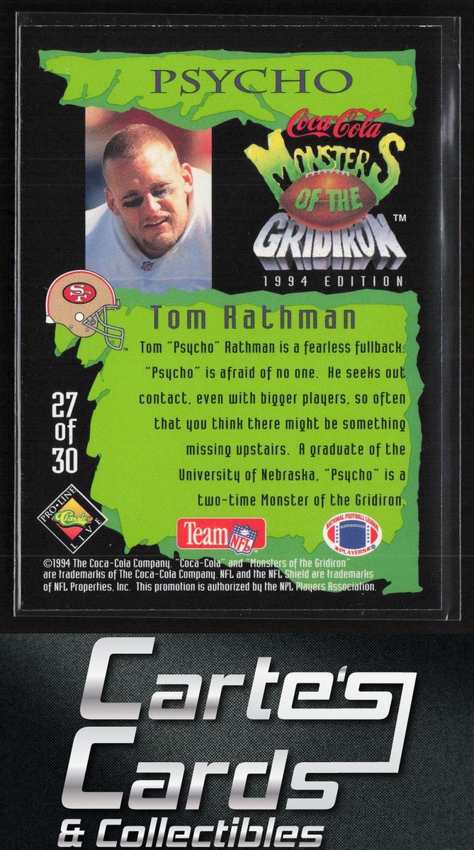 Tom Rathman 1994 Coca-Cola Monsters of the Gridiron #27 San