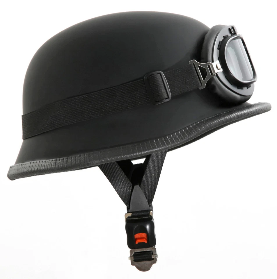 Motorradhelm Fliegerbrille Schwarz matt Größe L Stahlhelm Helm Wehrmacht Star - Bild 2 von 4