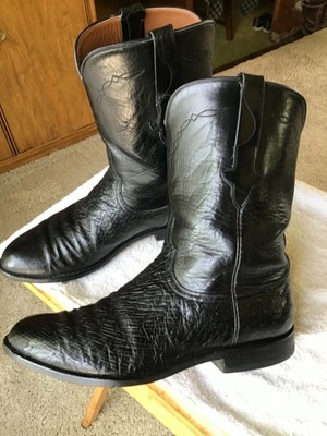 black smooth ostrich boots