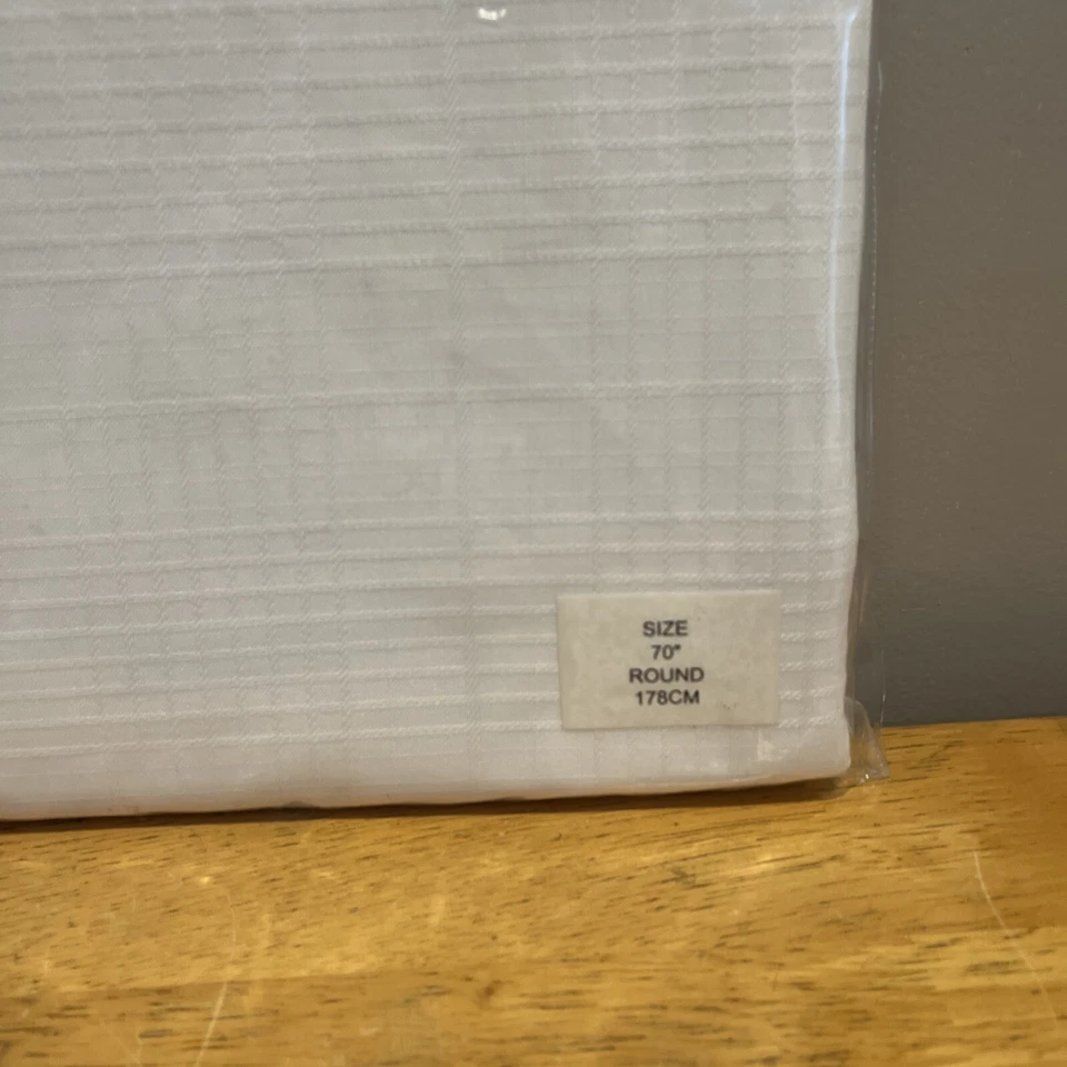 Living Quarters Fabric Tablecloth Lifestyles Size 70" Round White Embroidered - Image 2 of 4