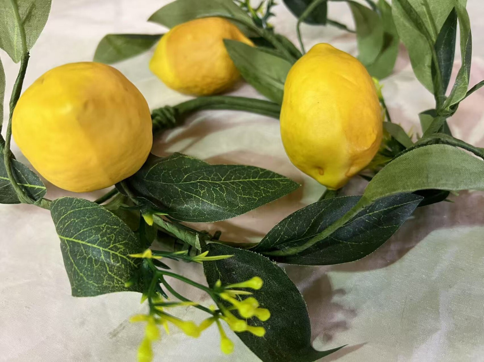 4.5in Lemon Candle Ring | Summer Fruit Wreath | Farmhouse Kitchen Table Decor