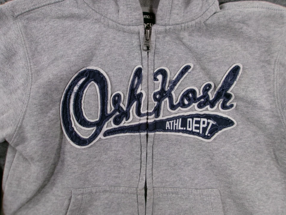 Osh Kosh Sweatshirt Youth 6 Gray Full Zip Hoodie Spellout Causal 90s - Image 2 of 4