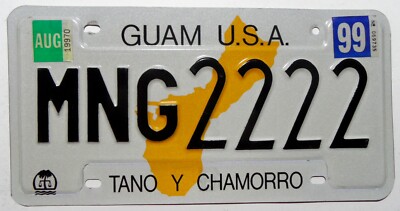 Nummernschild Guam U.S.A ''TANO Y CHAMORRO'' mit schöner Insel Grafik, Sticker 99.