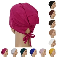 Soft Modal Cotton Head Scarf Women Inner Cap Solid Turban Hijabs Tied Adjustable
