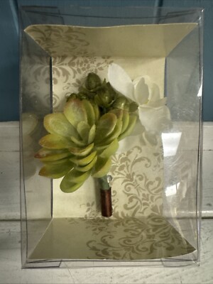 Lillian rose  Miss  Green Succulent Men s Boutonniere Rustic Wedding NIB BT600