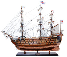 HMS Victory Copper Clad Bottom Wooden 38.5" Tall Ship Model Semi-Built Boat New