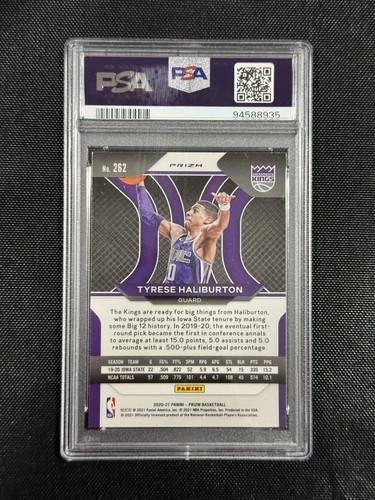 2020 Panini Red White Blue Prizm #262 Tyrese Haliburton Kings RC Rookie PSA 8 - Picture 2 of 2