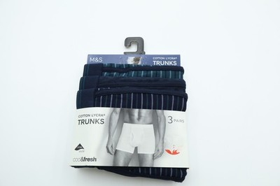 Marks & Spencer Men's Boxer Trunks Navy Blue Striped New
