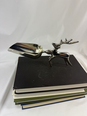 Reindeer Ice Scoop Silver Cast Aluminum Deer Handle Standing Christmas Mud Pie