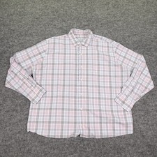 Peter Millar Button Down Shirt Mens XXL Plaid Long Sleeve Pink Gray Blue Cotton
