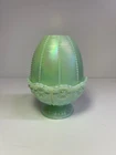 Fenton Art Glass Green / Iridescent Candle Holder / Lamp with Shade ~ 6" tall