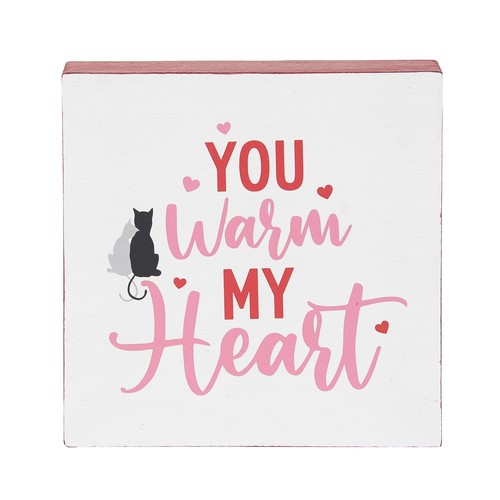 Bloque de estante decorativo para cuidador de mesa 4,75" San Valentín "Warm My Heart" - Imagen 1 de 4