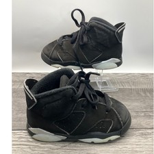 Jordan 6 Retro Chrome Toddler Shoes Black Metallic Silver DX6179-001 Kids 6C