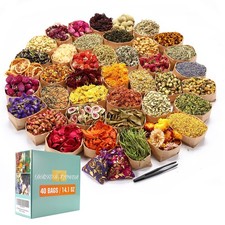 40 Bags Natural Dried Flowers Kit, 40 bags 10g, 40 Bags 10g