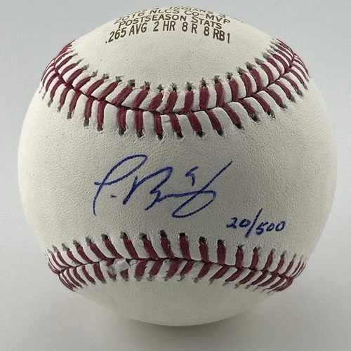 Chicago Cubs Javier Baez Signed Baseball 20/500 2016 WS CHAMPS COA