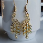 925 Sterling Silver Natural Opal Peacock 2'' Earrings Yellow Gold-Plated — photo 8