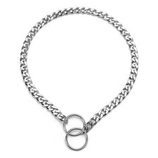 Flat Chain Choke Collars for Dogs, Metal Slip Link Heavy Duty Dog Choker Coll...