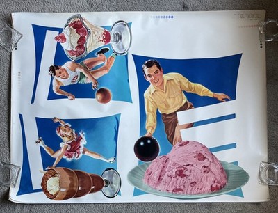 Rare Original 1950s Uncut Dairy Sports Display Test Poster 36 X 48