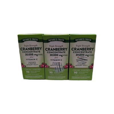 3PK Nature's Truth Cranberry Concentrate 30000mg + Vitamin C ~ EXP 5/27 ~ 90 EA