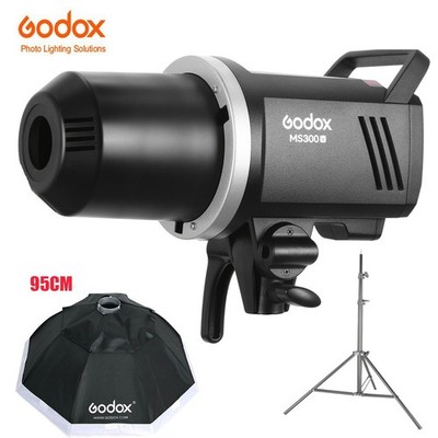 US Godox MS300V Professional Studio Strobe Flash Light + 95cm Softbox Stand Kit