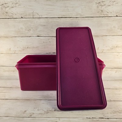 VTG Tupperware Jumbo Bread Keeper USA Food Storage Container Rectangle Purple